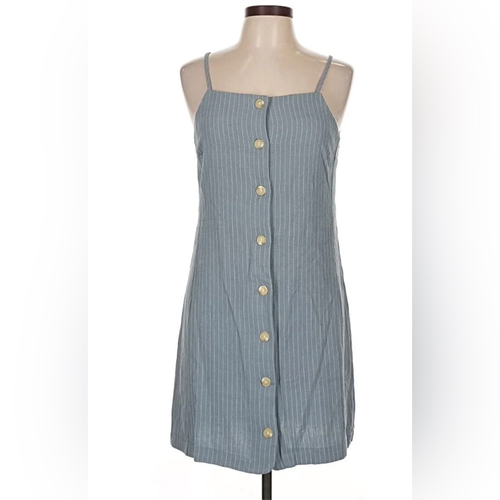 Monteau Los Angeles Blue Mini Slip Dress Halter Buttons Xs Comfy Breezy Casual